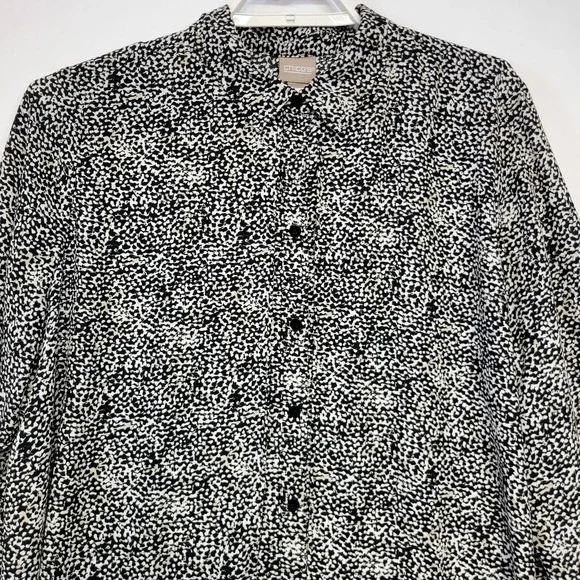 Chicos Shirt Womens XL Black White Animal Print Button Front Long Sleeve Top Mod - Picture 5 of 15